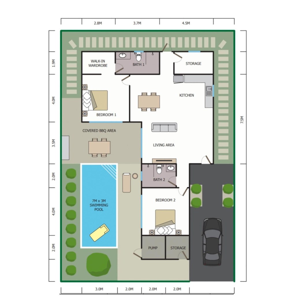 Pool Villa 305A floor plan