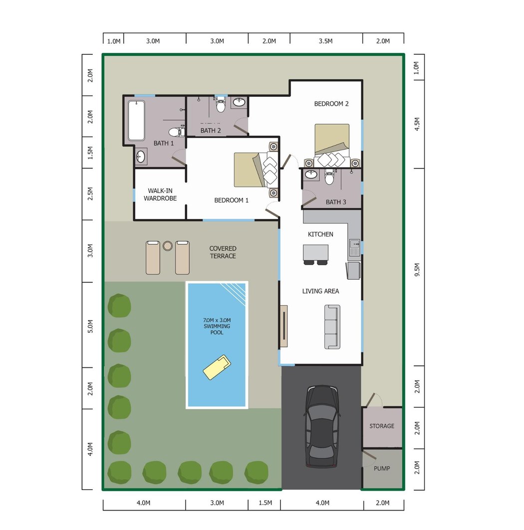 Pool Villa 305B floor plan