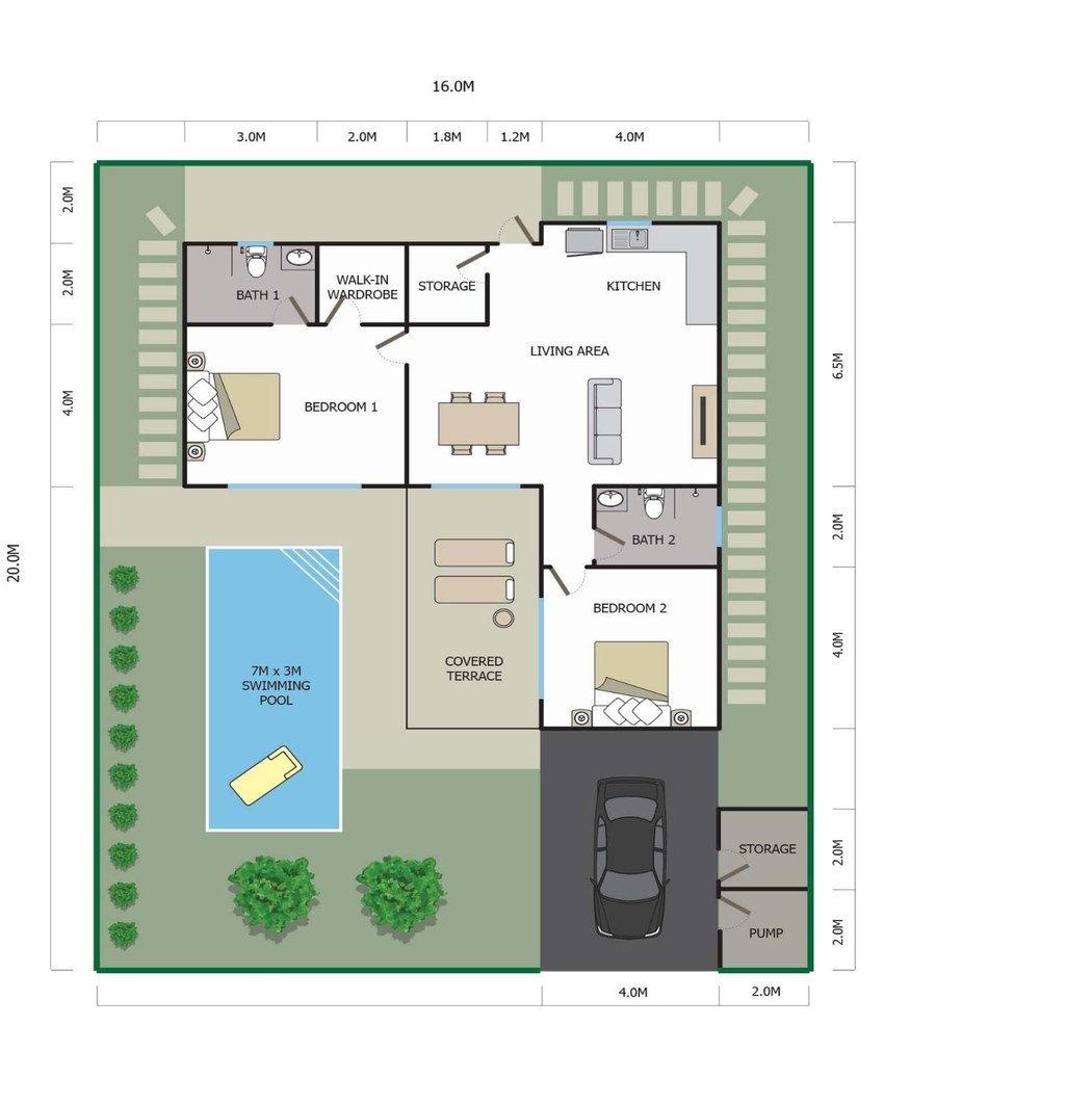 Pool Villa 320A floor plan