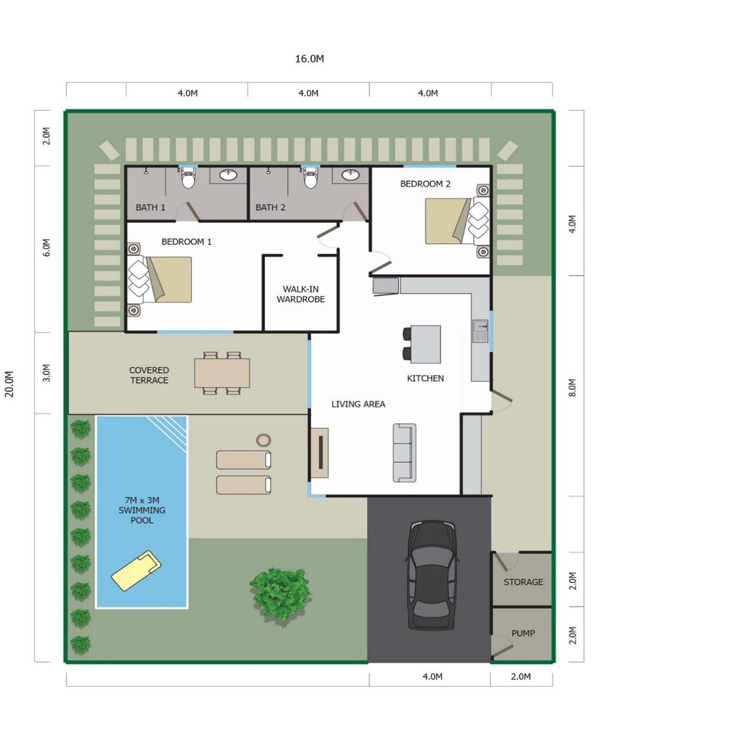 Pool Villa 320B floor plan